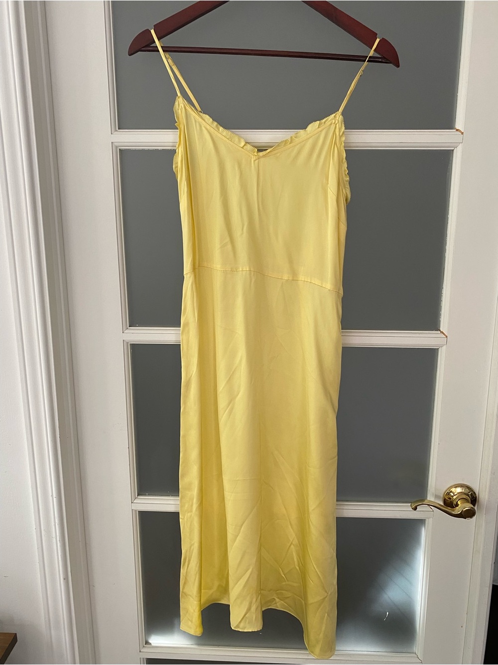 Aritzia - Yellow Satin Slip Dress